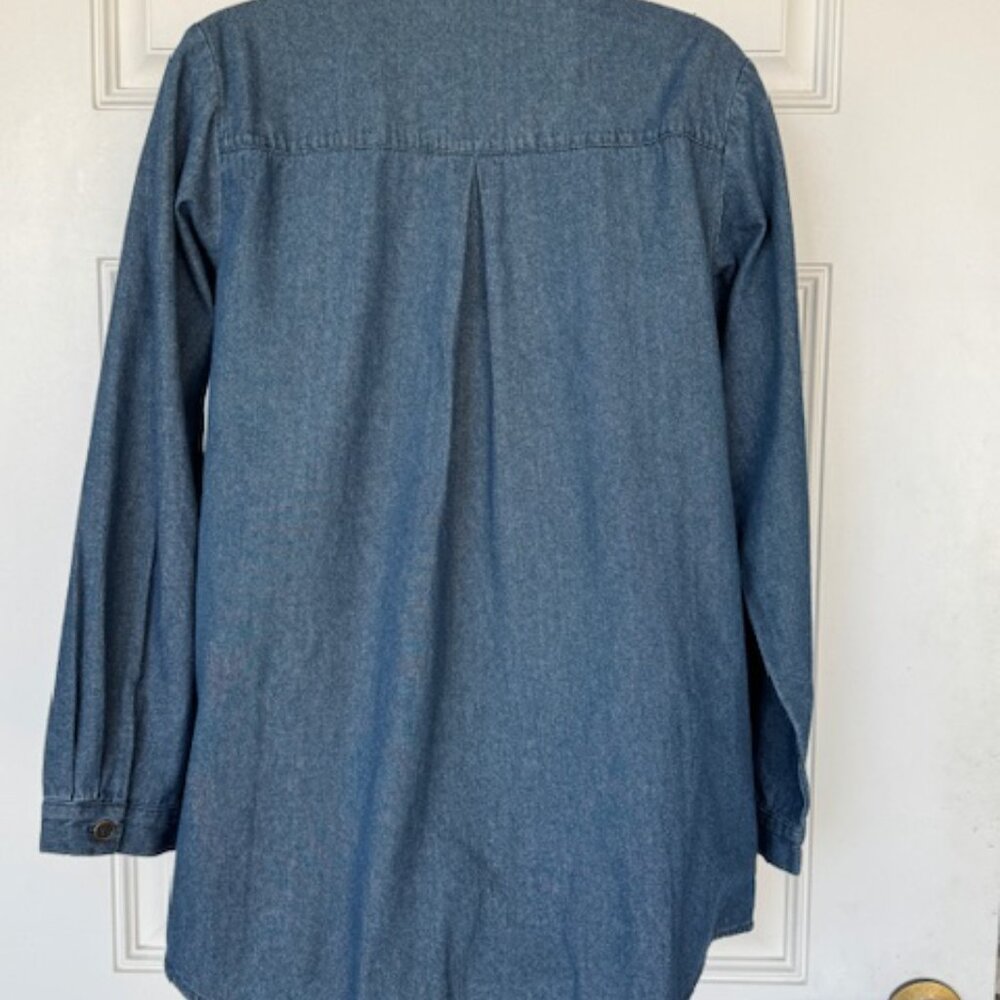 JOAN RIVERS DENIM BUTTON DOWN TOP XS - Picture 4 of 13